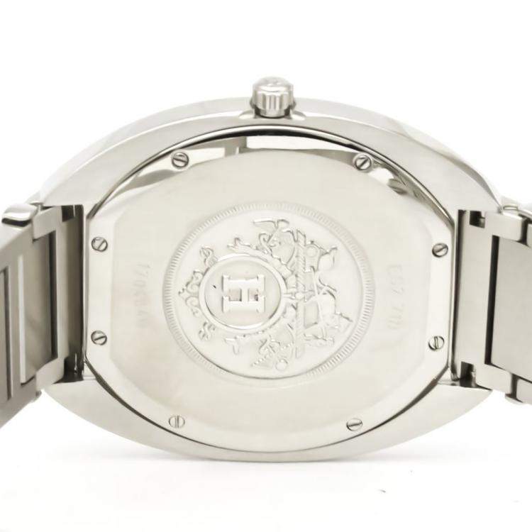 Pre Owned Hermes Silver Stainless Steel Espace ES2.710 Quartz Men's Wristwatch 38 MM 