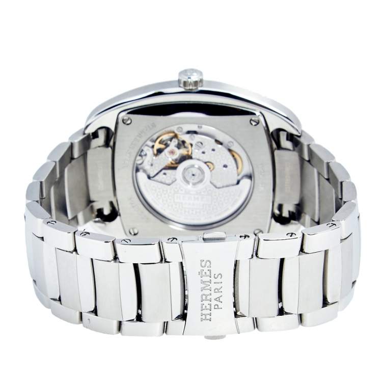 Pre Owned Hermes Silver White Stainless Steel Dressage DR5.71B Men's Wristwatch 40 mm