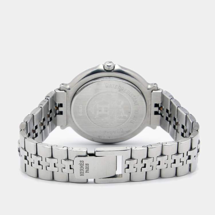 Pre Owned Hermes Silver Stainless Steel & Gold Plated Captain Nemo Quartz Men's Wristwatch 36MM