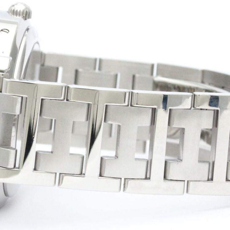 Pre Owned Hermes White Stainless Steel Clipper CL5.710 Quartz Men's Wristwatch 36 mm
