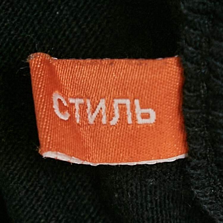 Pre Owned Heron Preston Black Printed Cotton Crew Neck T-Shirt M