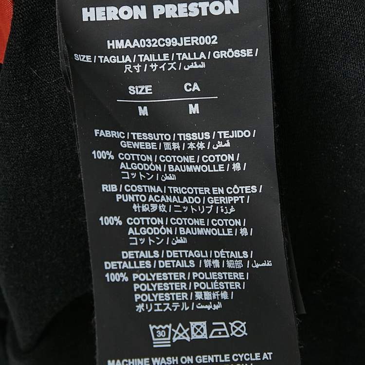 Pre Owned Heron Preston Black Printed Cotton Crew Neck T-Shirt M