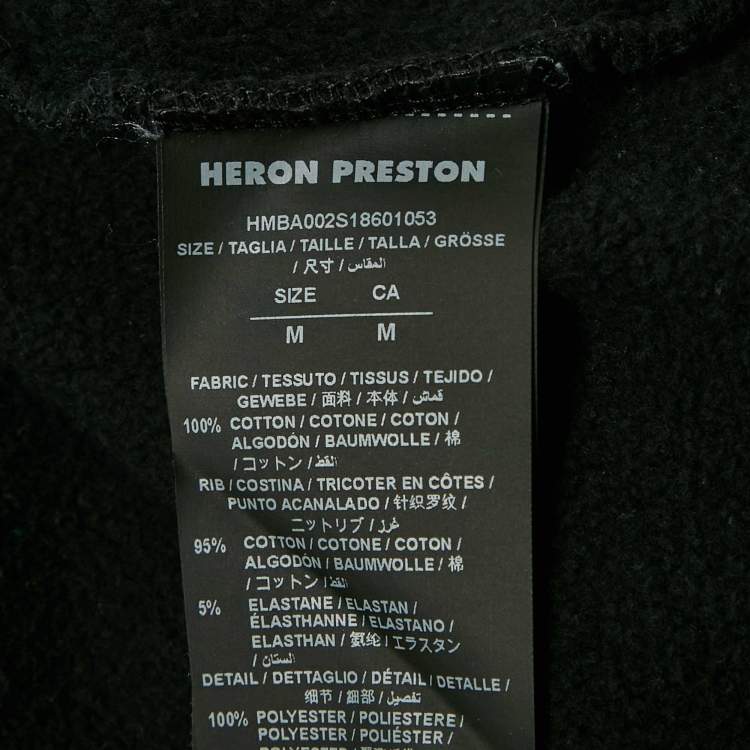 Pre Owned Heron Preston Black Logo Print Cotton Crew Neck Sweatshirt M
