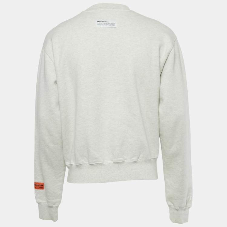 مملوكة مسبقًا Heron Preston Grey Printed Cotton Sweatshirt S