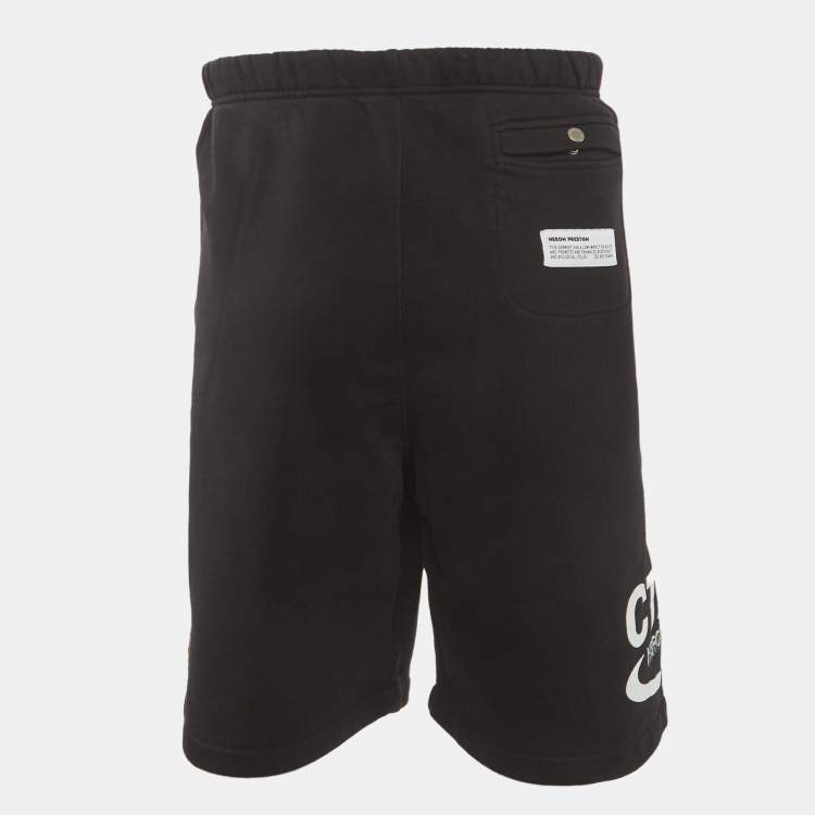مملوكة مسبقًا Heron Preston Black Printed Cotton Sweathorts XL