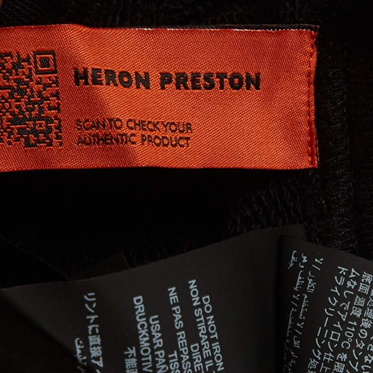 مملوكة مسبقًا Heron Preston Black Printed Cotton Sweathorts XL