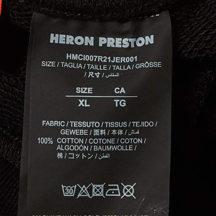 مملوكة مسبقًا Heron Preston Black Printed Cotton Sweathorts XL