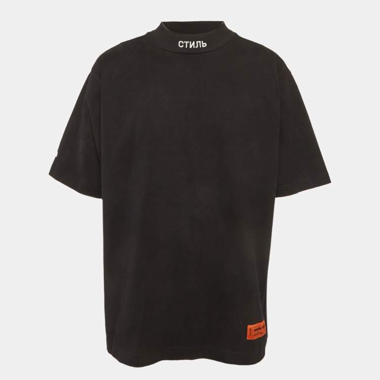 Pre Owned Heron Preston Black Jersey Crewneck T-Shirt L