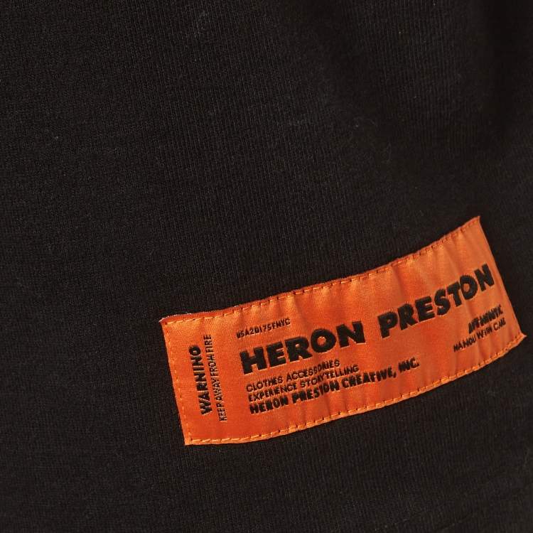 Pre Owned Heron Preston Black Jersey Crewneck T-Shirt L