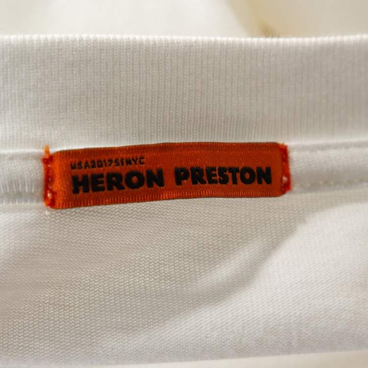 مملوكة مسبقًا Heron Preston White Nasa Facts Print Cotton Jumper S