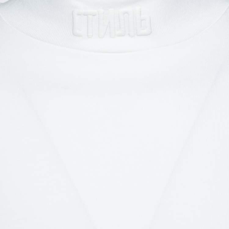 Pre Owned Heron Preston White CTNMB Embroidered Cotton Turtleneck T-Shirt M