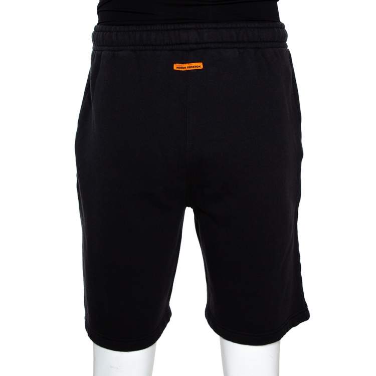 Pre Owned Heron Preston  Black Cotton Knit Elasticized Waist Shorts M