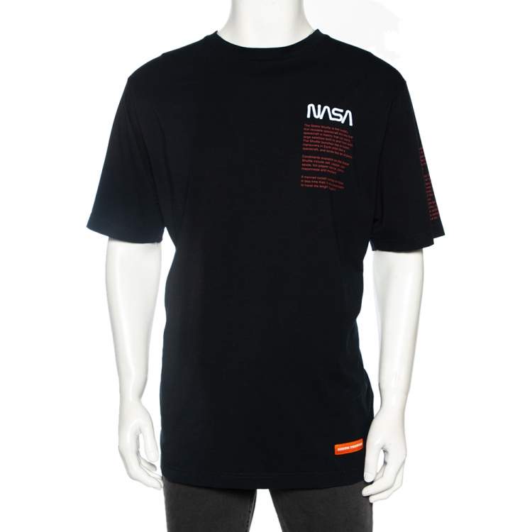 Heron Preston Black Cotton NASA Facts Logo Print Short Sleeve T-Shirt S  Heron Preston | The Luxury Closet