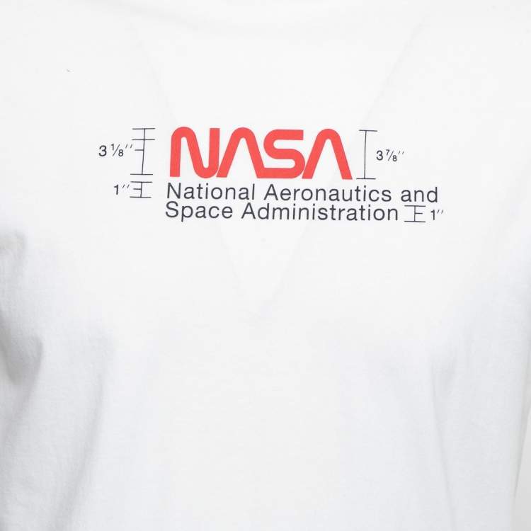 Pre Owned Heron Preston White NASA Print Cotton Short Sleeve T-Shirt S