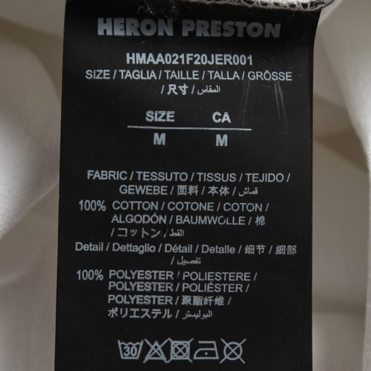 Pre Owned Heron Preston White Cotton Logo T-Shirt M