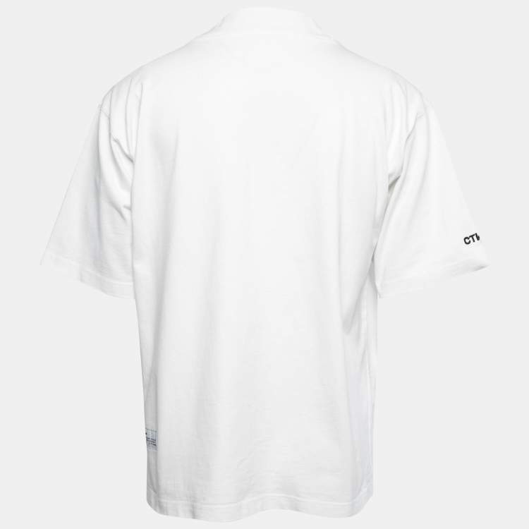 Pre Owned Heron Preston White Cotton Logo T-Shirt M