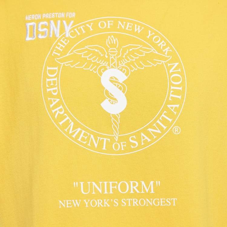 Pre Owned Heron Preston Yellow DSNY Embroidered Cotton Half Sleeve T-Shirt L