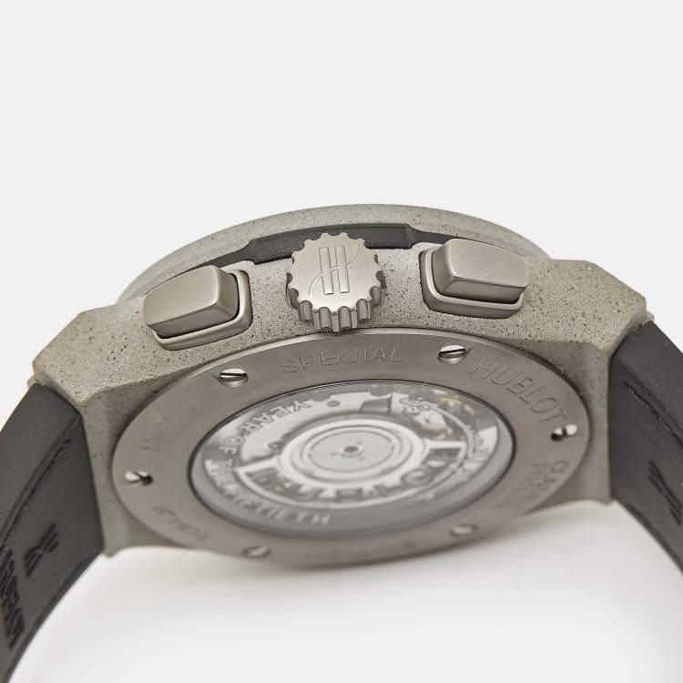 Pre Owned Hublot Tan Dial Grey Concrete Sand Camel Leather Limited Edition Classic Fusion Year of The Fiftieth 521.XC.0570.VR.UAE21 Men's Wristwatch 45 mm