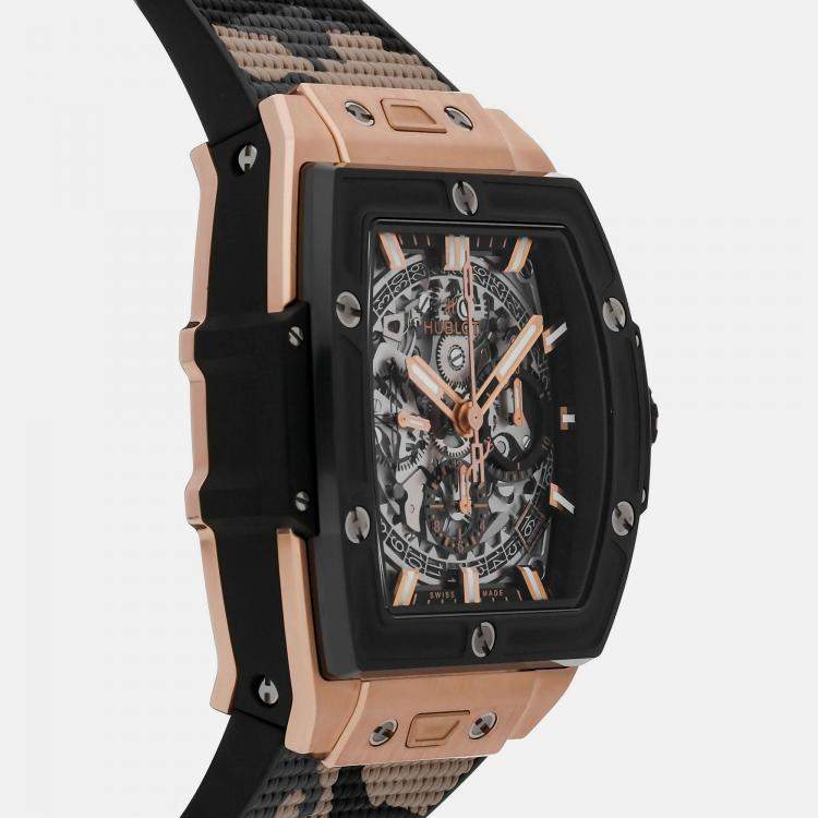 Pre Owned Hublot Silver 18k Rose Gold Big Bang 642.OM.0180.RX Automatic Men's Wristwatch 42 mm