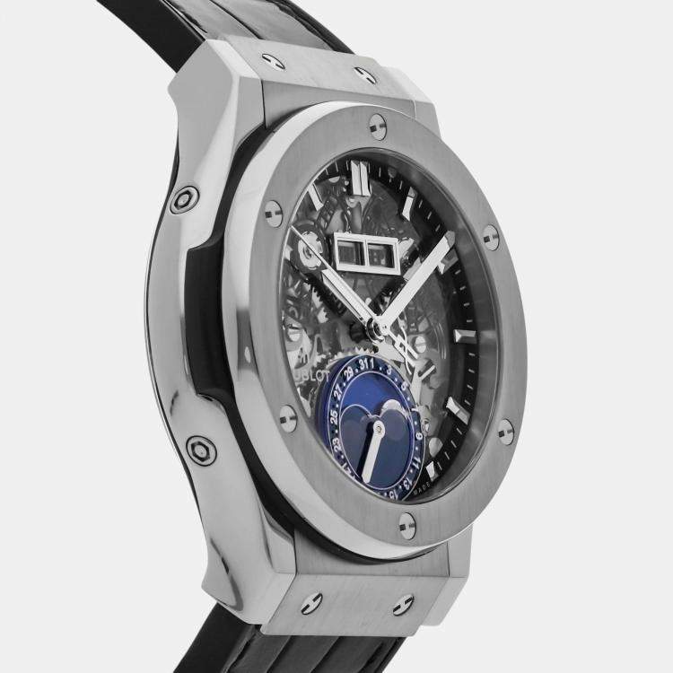 Pre Owned Hublot Skeleton Titanium Classic Fusion 547.NX.0170.LR Automatic Men's Wristwatch 42 mm