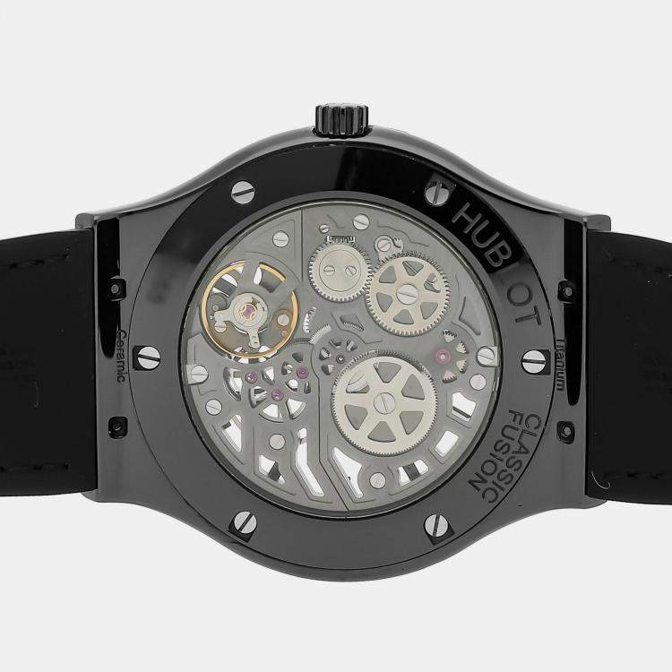 Pre Owned Hublot Skeleton Ceramic Classic Fusion 515.CM.0140.LR Manual Winding Men's Wristwatch 45 mm