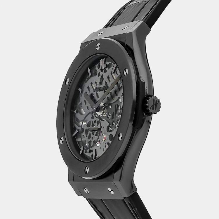 Pre Owned Hublot Skeleton Ceramic Classic Fusion 515.CM.0140.LR Manual Winding Men's Wristwatch 45 mm
