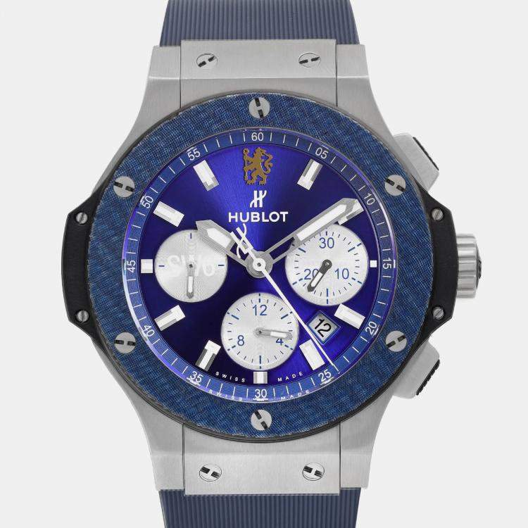 Pre Owned Hublot Blue Stainless Steel Big Bang Chelsea Football Club 301.SY.7129.LR.CFC17 Automatic Men's Wristwatch 44 mm