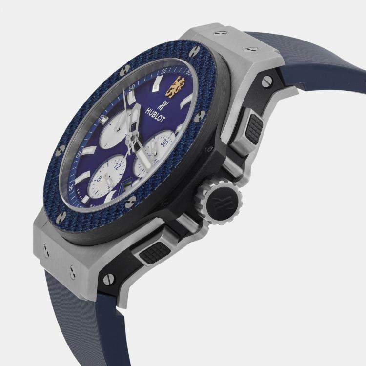 Pre Owned Hublot Blue Stainless Steel Big Bang Chelsea Football Club 301.SY.7129.LR.CFC17 Automatic Men's Wristwatch 44 mm