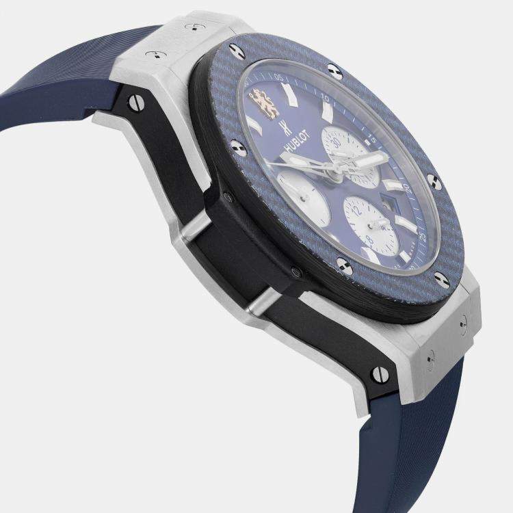 Pre Owned Hublot Blue Stainless Steel Big Bang Chelsea Football Club 301.SY.7129.LR.CFC17 Automatic Men's Wristwatch 44 mm