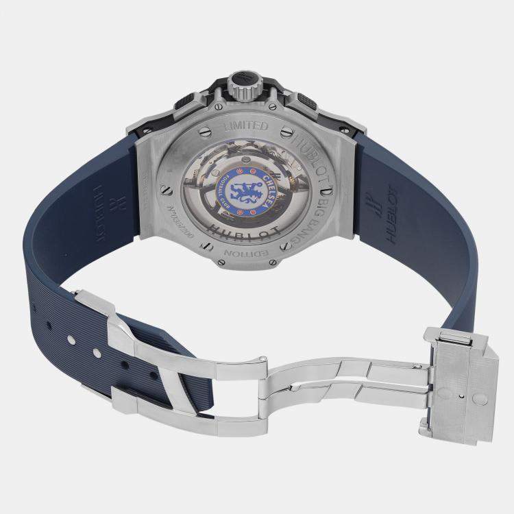 Pre Owned Hublot Blue Stainless Steel Big Bang Chelsea Football Club 301.SY.7129.LR.CFC17 Automatic Men's Wristwatch 44 mm