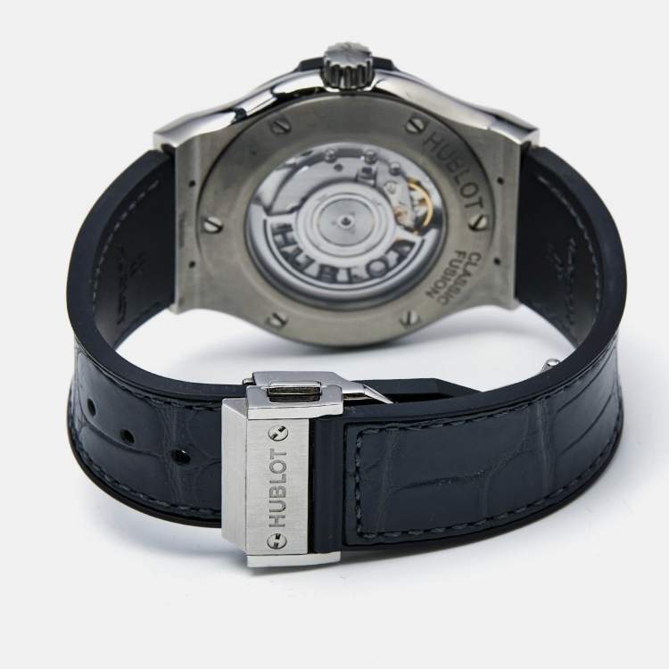 Pre Owned Hublot Grey Titanium Alligator Rubber Classis Fusion 542.NX.1171.RX Men's Wristwatch 42 mm
