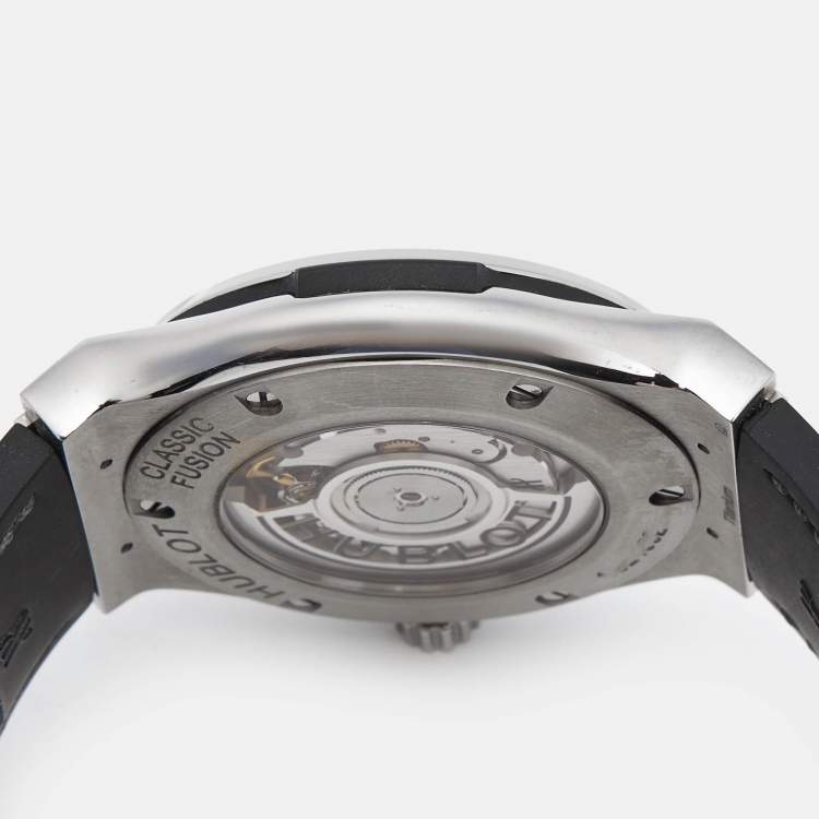 Pre Owned Hublot Grey Titanium Alligator Rubber Classis Fusion 542.NX.1171.RX Men's Wristwatch 42 mm