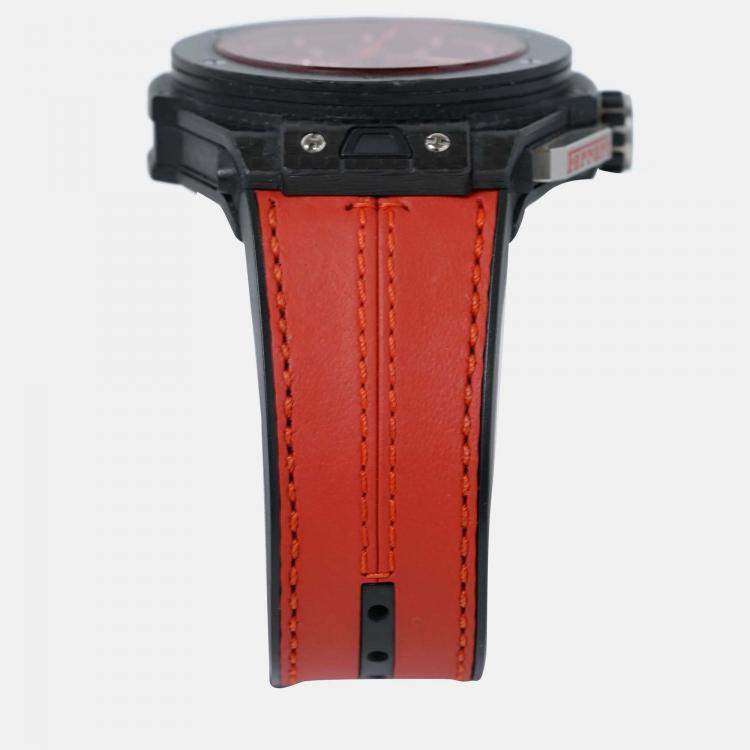 Pre Owned Hublot Big Bang Ferrari 401.QX.0123.VR Automatic Red Skeleton Carbon Fiber Men’s Wristwatch 45 mm
