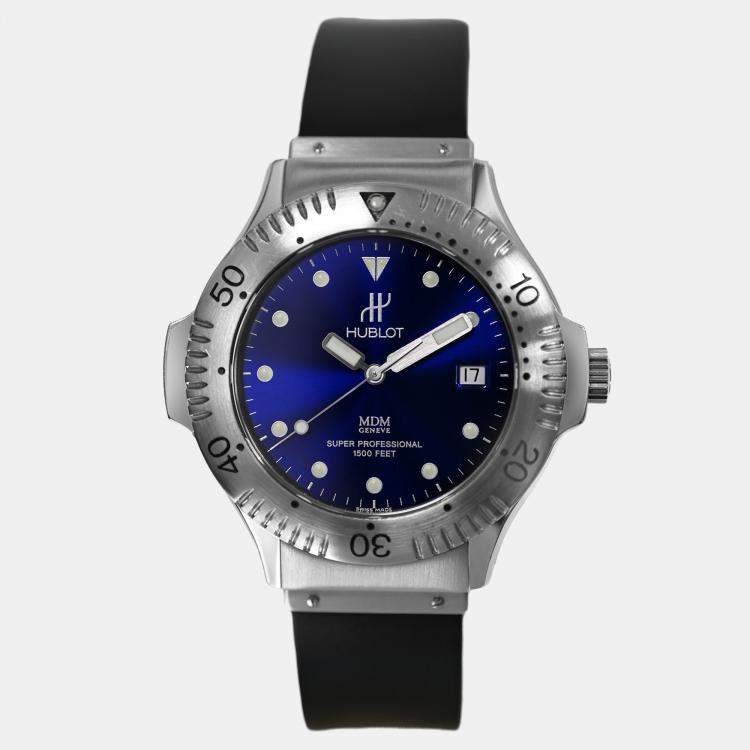 Pre Owned Hublot MDM 1850.1 Automatic Blue Stainless Steel Men's Wristwatch 41 mm