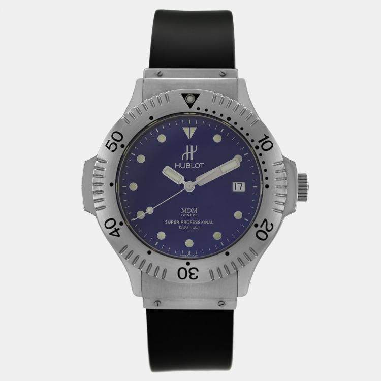 Pre Owned Hublot MDM 1850.1 Automatic Blue Stainless Steel Men's Wristwatch 41 mm