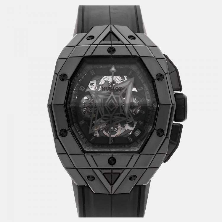 Pre Owned Pre-Owned Hublot Spirit of Big Bang Sang Bleu "All Black" Limited Edition 648.CX.0114.RX.MXM23 Men's Watch Automatic 42 mm