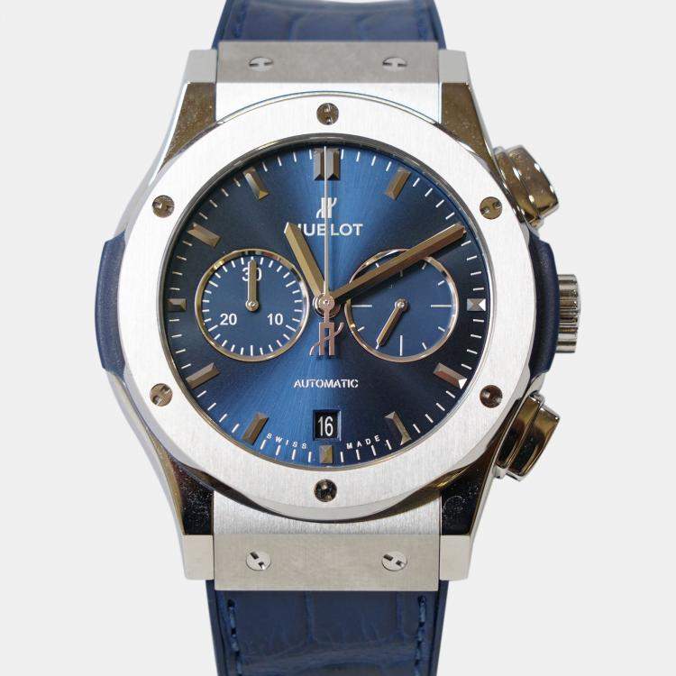 مملوكة مسبقًا Hublot Classic Fusion 541.NX.7170.LR Automatic Blue Titanium Men’s Wristwatch 42 mm