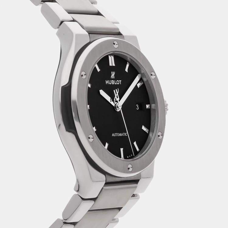 Pre Owned Pre-Owned Hublot Classic Fusion 548.NX.1170.NX Black Automatic Titanium Men's Wristwatch 42 mm