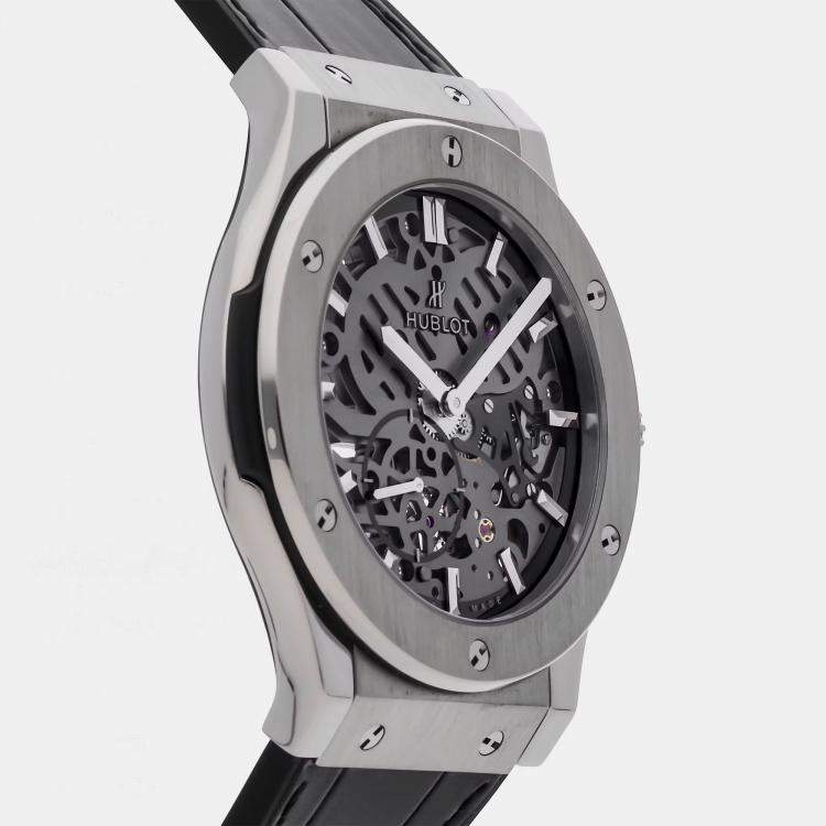 Pre Owned Pre-Owned Hublot Classic Fusion Classico Ultra Thin 515.NX.0170.LR Blue Automatic Titanium Men's Wristwatch 45 MM