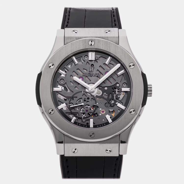 Pre Owned Pre-Owned Hublot Classic Fusion Classico Ultra Thin 515.NX.0170.LR Blue Automatic Titanium Men's Wristwatch 45 MM