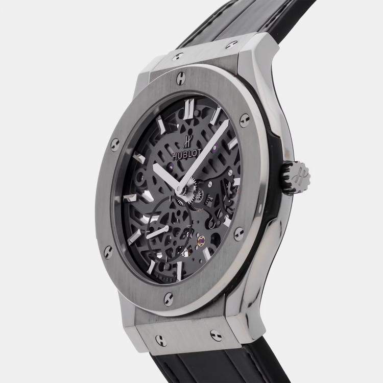 Pre Owned Pre-Owned Hublot Classic Fusion Classico Ultra Thin 515.NX.0170.LR Blue Automatic Titanium Men's Wristwatch 45 MM