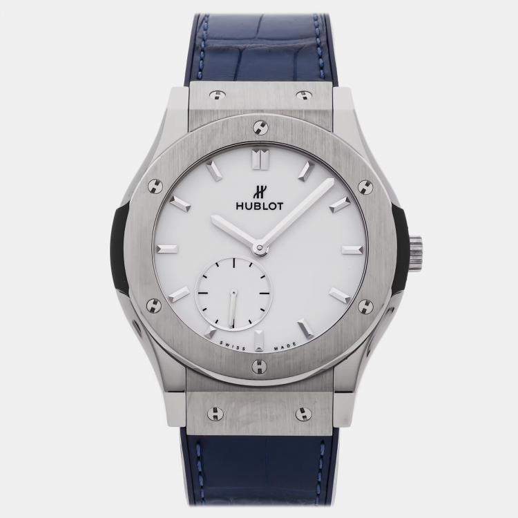 Pre Owned Hublot Classic Fusion 545.NX.2210.LR Manual Winding White Dial Titanium Men's Wristwatch 42mm