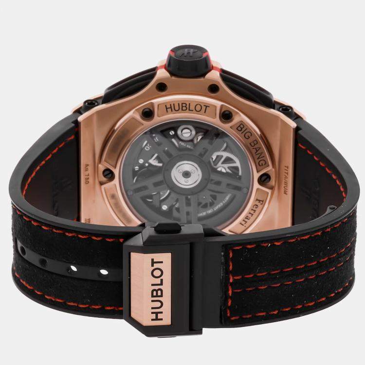 مملوكة مسبقًا Hublot Big Bang Unico Ferrari Limited Edition 402.OX.0138.WR Automatic Black Dial 18k Rose Gold Men's Wristwatch 45mm