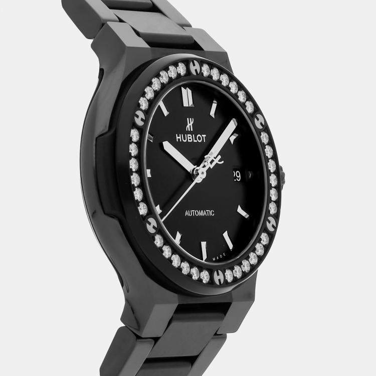 Pre Owned Pre-Owned Hublot Classic Fusion 568.CM.1470.CM.1204 Black Automatic Ceramic Men's Wristwatch 38 MM