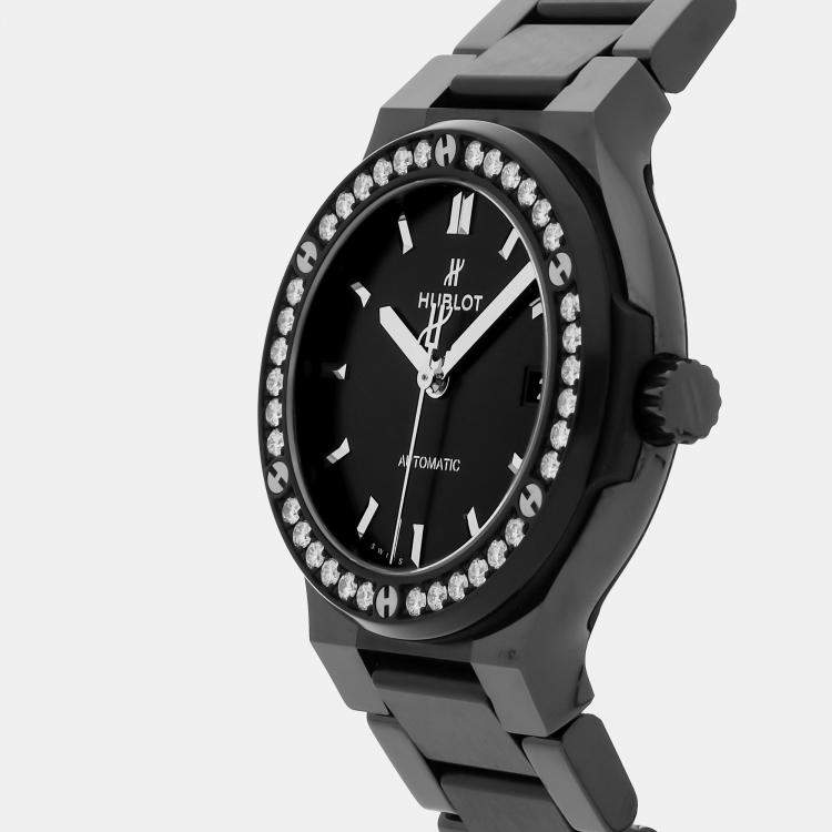 Pre Owned Pre-Owned Hublot Classic Fusion 568.CM.1470.CM.1204 Black Automatic Ceramic Men's Wristwatch 38 MM
