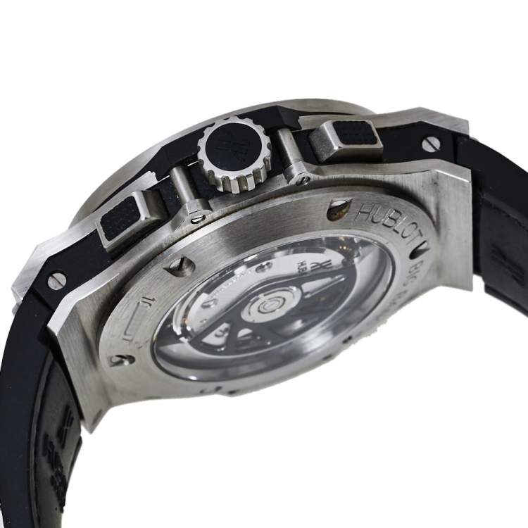 Pre Owned Hublot Black Stainless Steel Diamonds Big Bang Chronograph Men's Wristwatch 44MM