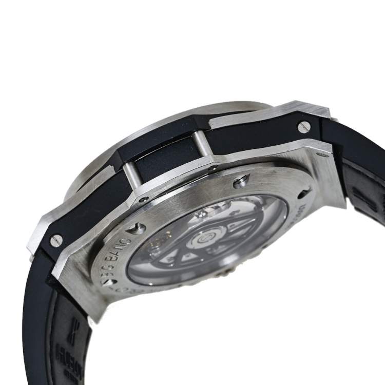 Pre Owned Hublot Black Stainless Steel Diamonds Big Bang Chronograph Men's Wristwatch 44MM