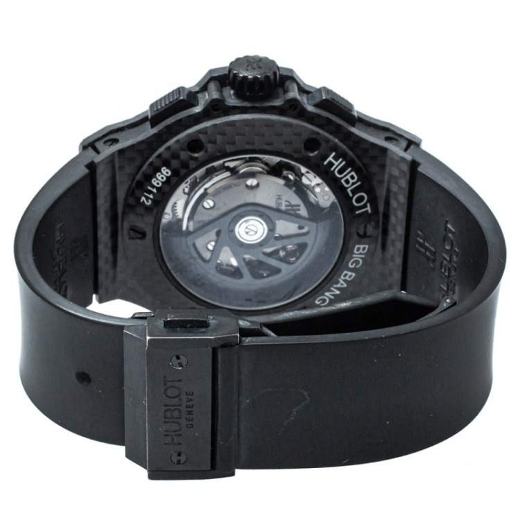 Pre Owned Hublot Black Carbon Fibre & Rubber Big Bang Chronograph Men's Wristwatch 44 MM