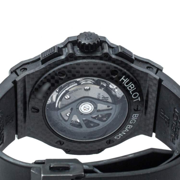 Pre Owned Hublot Black Carbon Fibre & Rubber Big Bang Chronograph Men's Wristwatch 44 MM