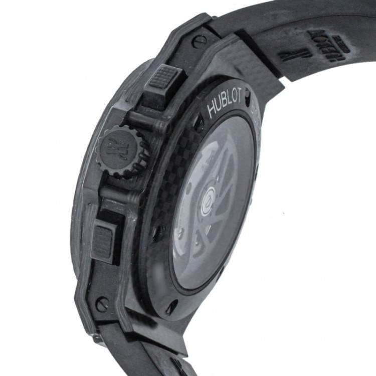 Pre Owned Hublot Black Carbon Fibre & Rubber Big Bang Chronograph Men's Wristwatch 44 MM